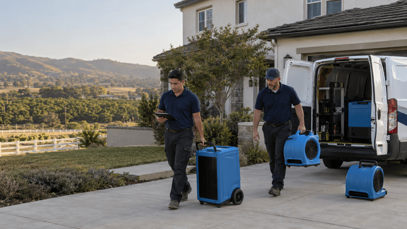 RestoreIQ crew arriving at a property in Moorpark