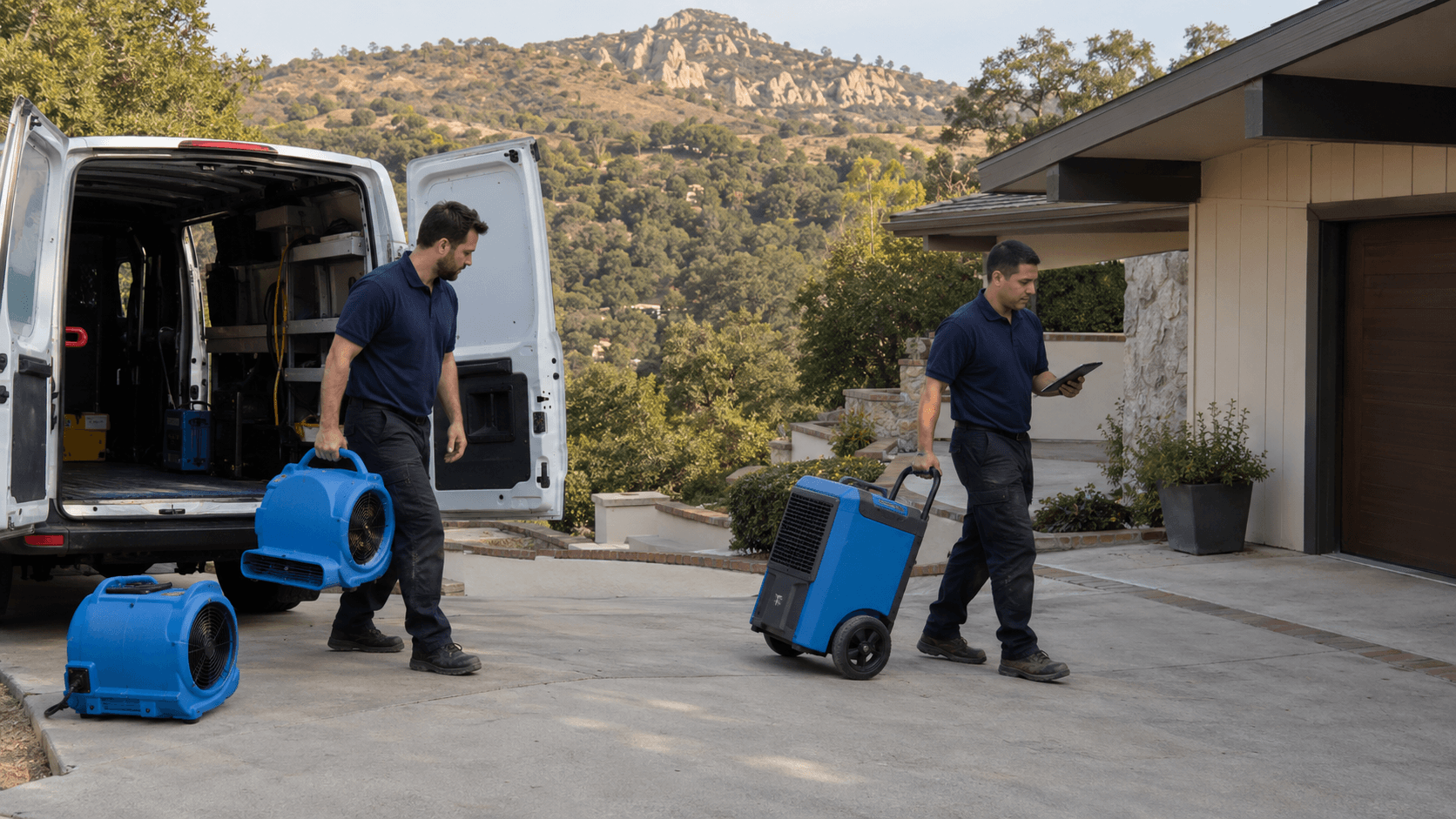 RestoreIQ crew arriving at a property in Thousand Oaks