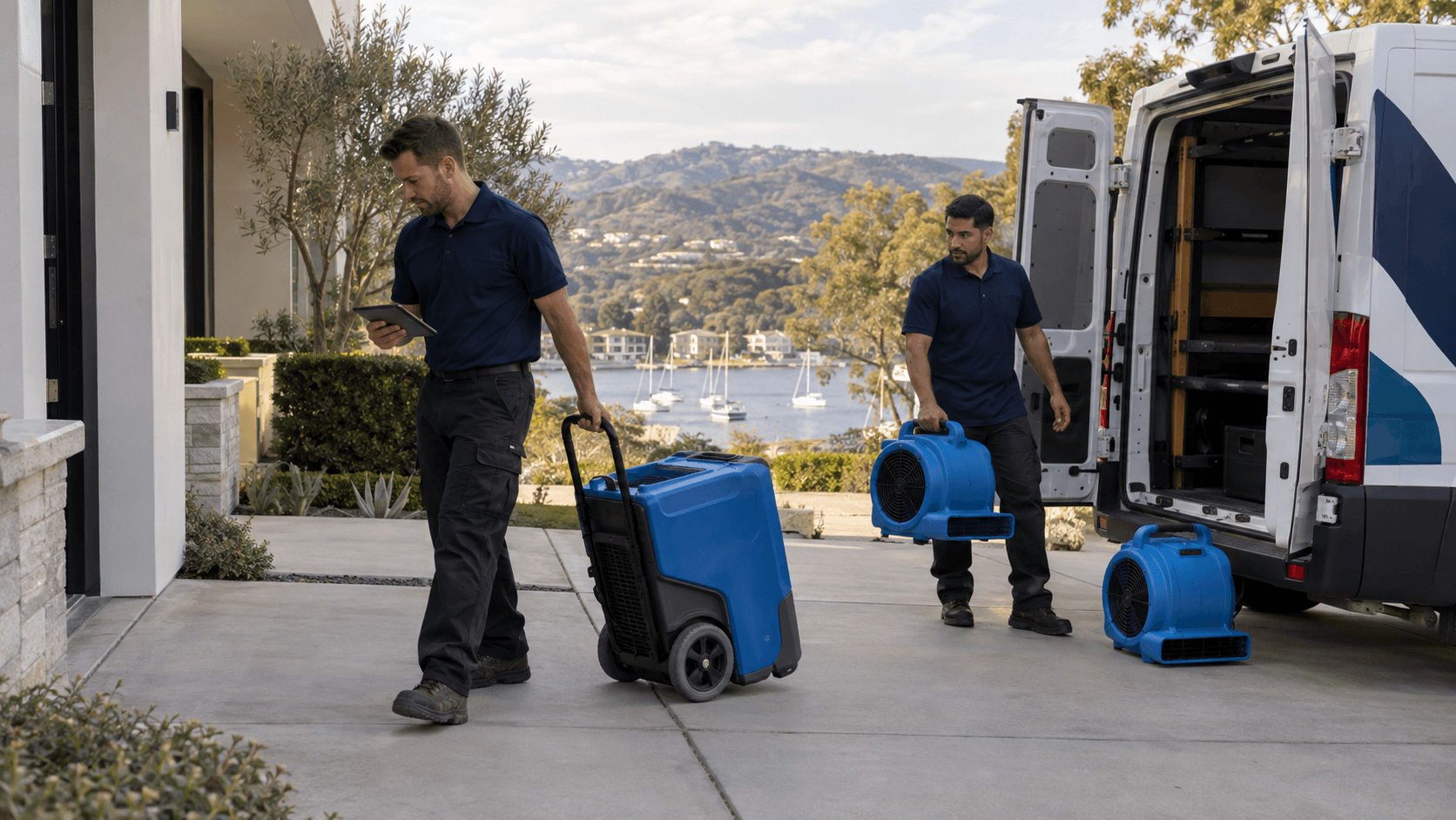 RestoreIQ crew arriving at a property in Westlake Village